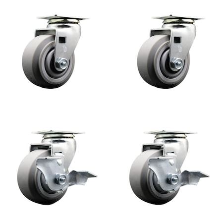 Tool Box Caster Wheel Set 4'' Thermoplastic Rubber Swivel Casters, 4PK